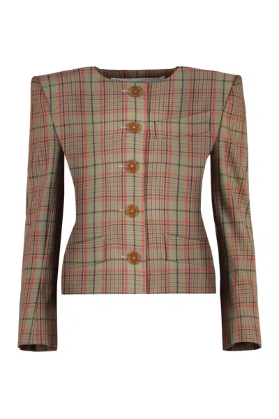 Vivienne Westwood Wood Checked Jacket With Structured Shoulders