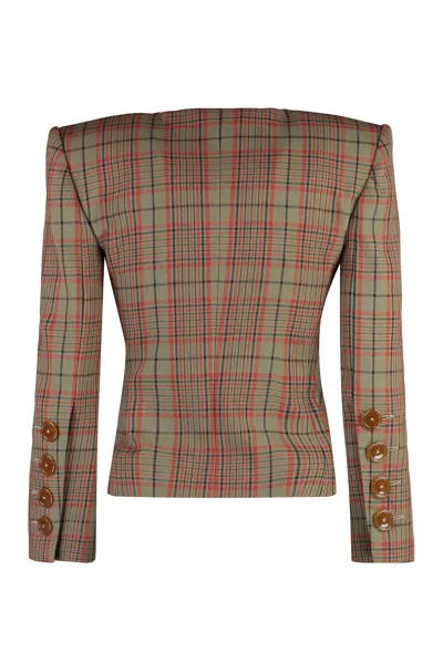 Vivienne Westwood Wood Checked Jacket With Structured Shoulders