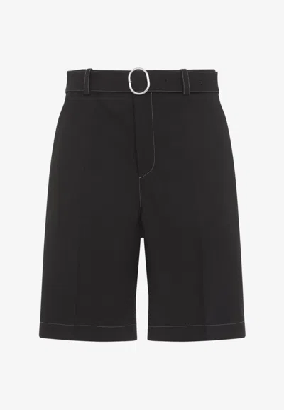 Jil Sander Belted Bermuda Shorts In Black