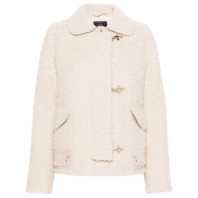Fay Textured Wool Jacket With Classic Collar In Multicolor