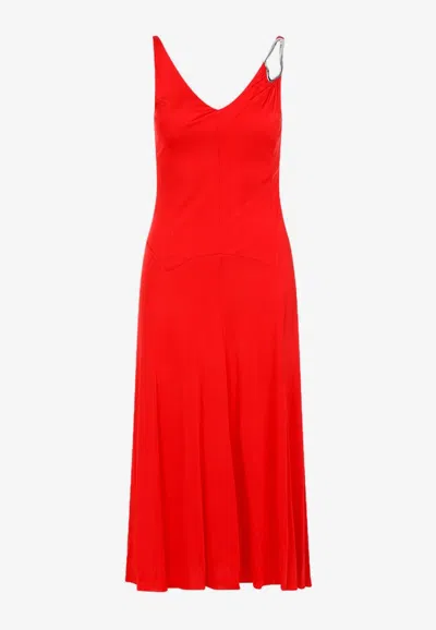 Lanvin Red Flame Sleeveless A-line Midi Dress In Red