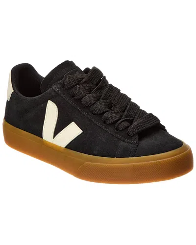 Veja Volley Black Sneaker With Side Logo And Lettering Logo On The Heel In Organic Cotton Unisex In Black