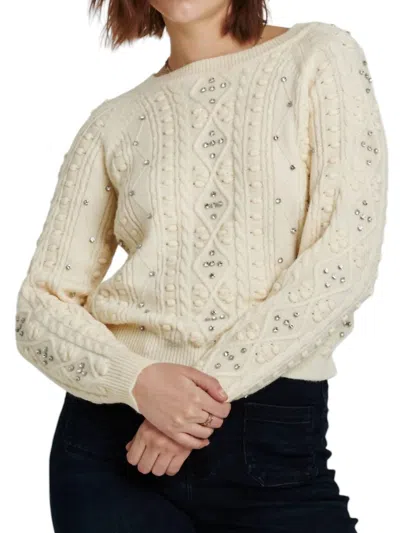 Another Love Carla Embellished Sweater In Birch In Grey
