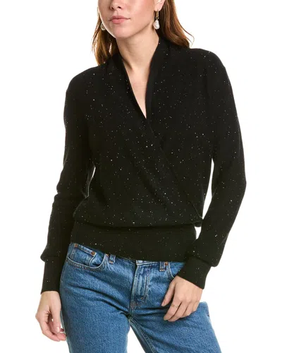 Sofiacashmere Faux Wrap Cashmere-blend Sweater In Black