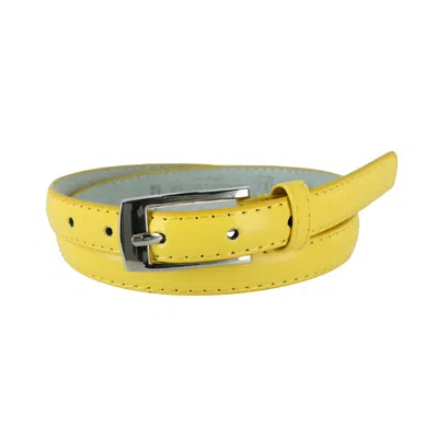 Ctm Women's Skinny Leather Dress Belt In Yellow