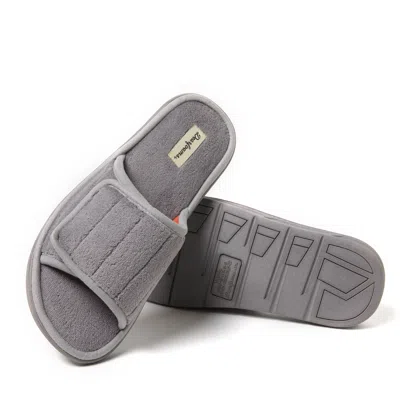 Dearfoams Men's Collin Terry Adjustable Shower Slide House Slipper In Grey