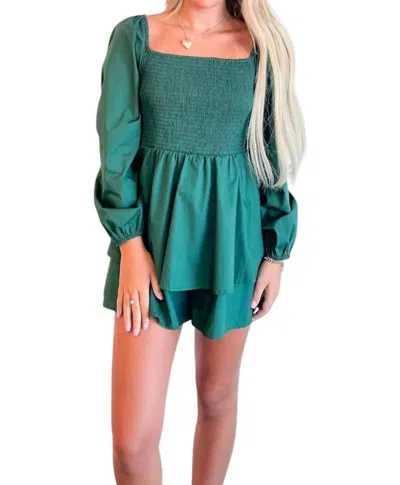 DAY + MOON POPLIN GAME DAY ROMPER IN GREEN 