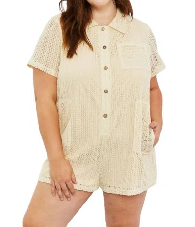 Heyson Ready For The Day Crochet Romper In Beige In Beige