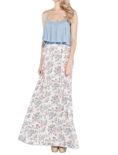 Wing Floral Tank Maxi Dress In Paradise Blue In Multi