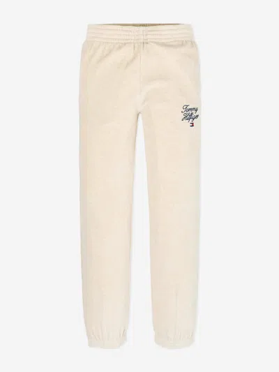 Tommy Hilfiger Girls Script Logo Velour Pants In Beige