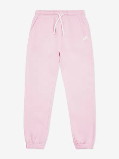 New Balance Girls Brush Back Small Logo Joggers In Pink