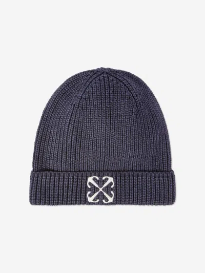 Off-white Kids Bookish Beanie Hat In Blue