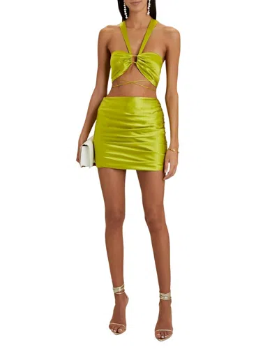 The Sei Ruched Mini Skirt In Neon In Yellow