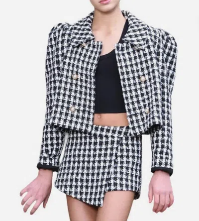 Katiejnyc Plaid Jacket And Shorts Set In Black And White In Multi