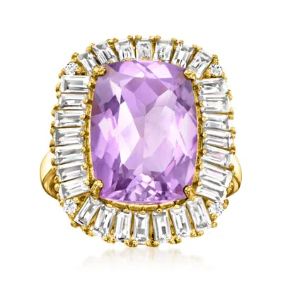 Ross-simons Amethyst And White Topaz Ring In 18kt Gold Over Sterling In Purple