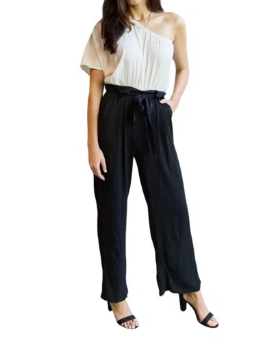 Dress Day Marvelous In Manhattan One-shoulder Jumpsuit In White/black In Multi