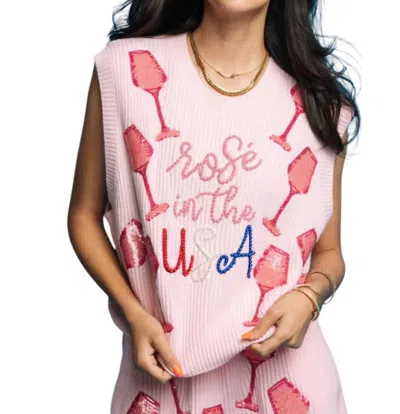 Queen Of Sparkles Rosè In The Usa Sweater Vest In Pink In Pink