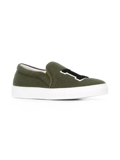 Shop Joshua Sanders Patched Slip On Sneakers In Green