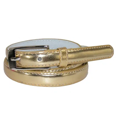 Ctm Women's Skinny Leather Dress Belt In Gold