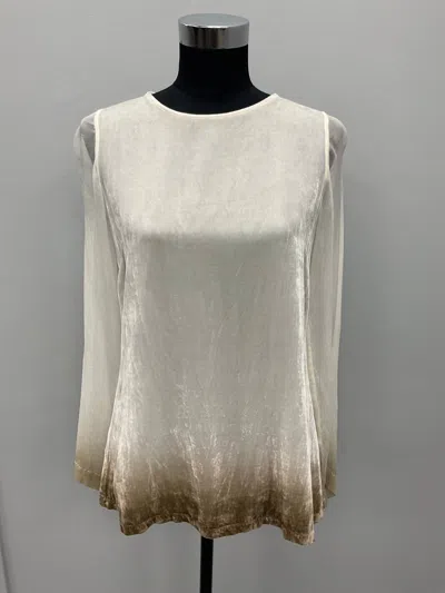 Viviana Uchitel Gold Ombre Silk Velvet Blouse In White In White