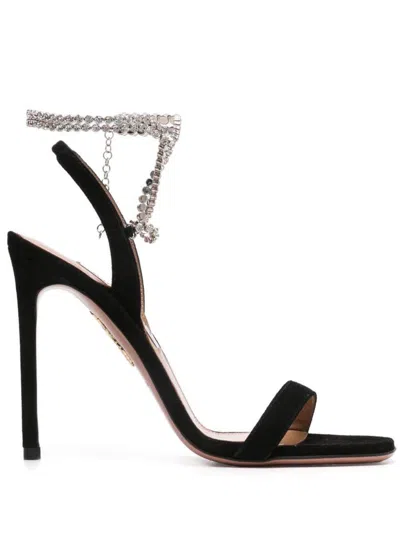 Aquazzura Careless Whisper Ankle Strap Embellished Sandals In Black