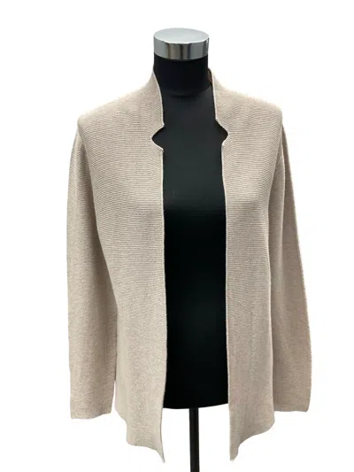 Hubert Gasser Long Sleeve Open Cardigan In Mud In Multi