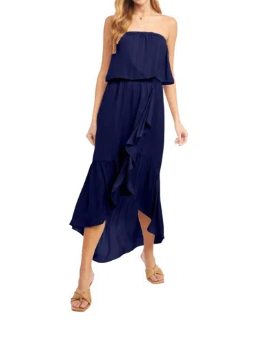 Naked Zebra Reece Maxi High Low Tube Dress In Midnight In Multi