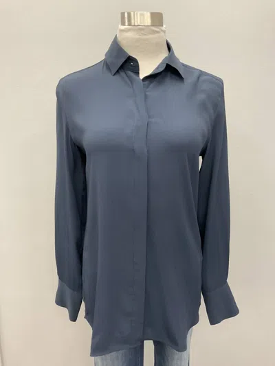 0039 Italy Silk/viscose Blouse In Navy In Blue