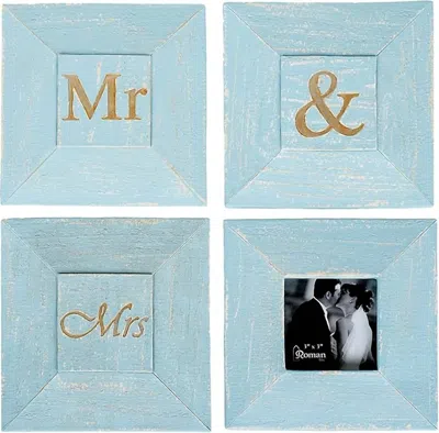 Roman 8 Piece Mr. & Mrs With Stands Frames In Blue