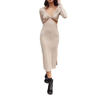 Fore Collection Ella Cutout Midi Dress In Oatmeal In White