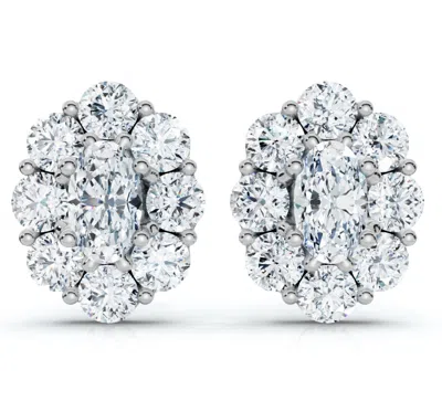 Pompeii3 1 1/2ct Oval Diamond Halo Studs 14k Gold Women's Earrings Lab Grown In White