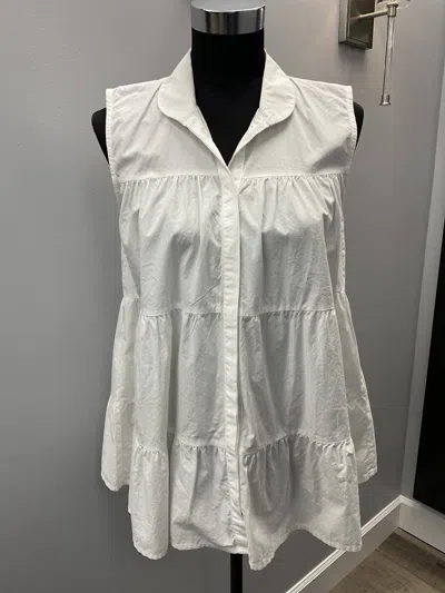 0039 Italy White Ruffled Blouse In White