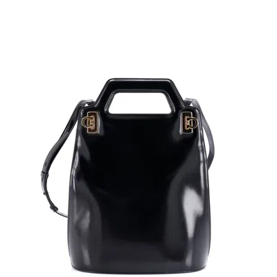 FERRAGAMO WANDA TOP HANDLE SHOULDER BAG LEATHER NORTH SOUTH 