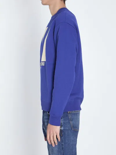 Valentino Crew Neck Drop Shoulder Sweatshirt In Blue