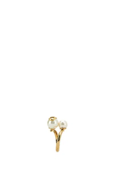 Valentino Gold Metal Vlogo Signature Ring In Gold