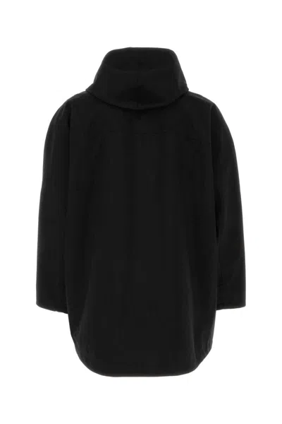 Wooyoungmi Nylon Windbreaker With Hood And Drawstring Hem In Black