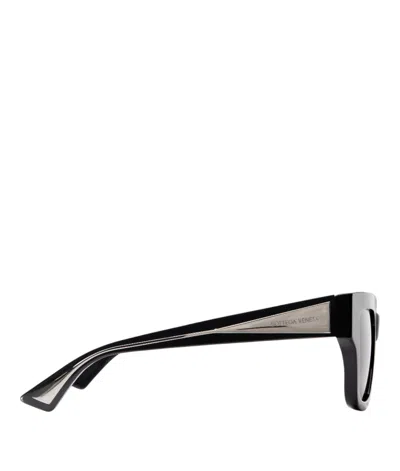 Bottega Veneta Logo-plaque Square-frame Sunglasses In Black/grey