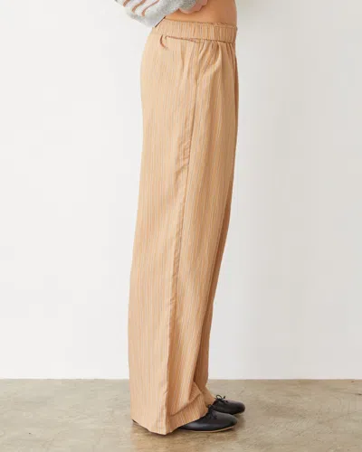Monrow Stripe Poplin Boxer Pant In Cappuccino Stripe