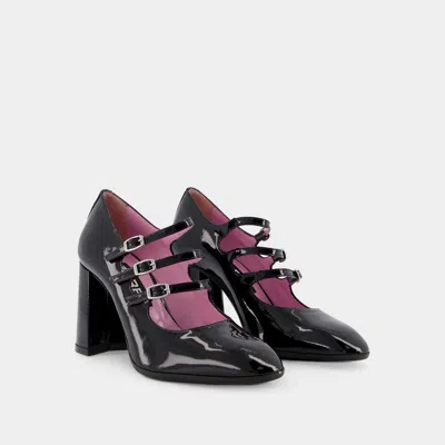 Carel Paris Triple Buckle Strap Block Heel Pumps In Black
