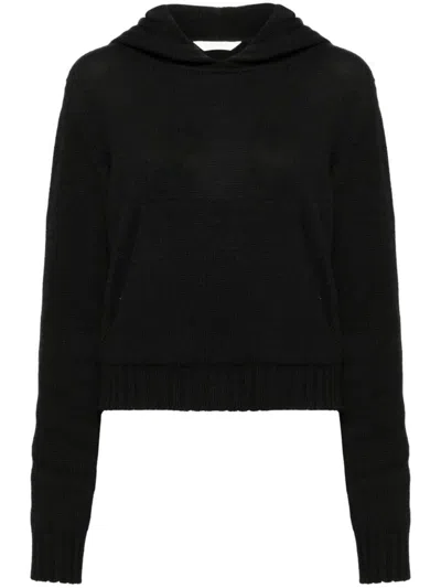 Palm Angels Logo Wool-blend Hoodie In Black Lime