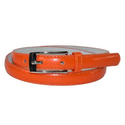 Ctm Women's Skinny Leather Dress Belt In Orange