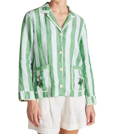 Trovata Dylan Shirt Jacket In Aloe Stripe In Multi