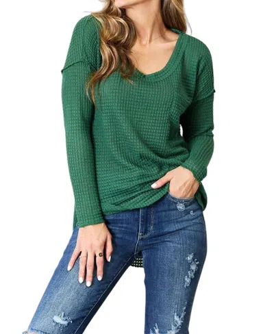 Culture Code Full Size Scoop Neck Patch Pocket Top In Dark Green In Green