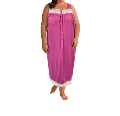 On The Plus Side Ultra Soft Lace Trim Sleeveless Nightgown - Plus In Orchid In Pink