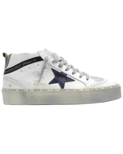Golden Goose Mid Star High-top Leather Sneakers In White