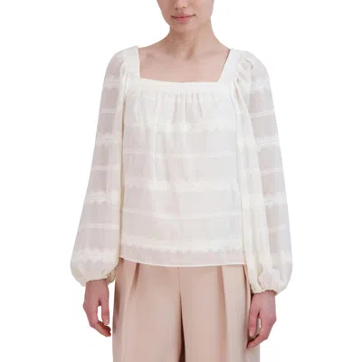 Bcbgmaxazria Embroidered Square Neck Blouse In White