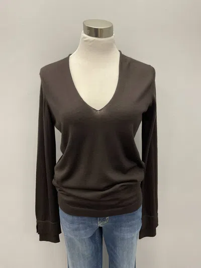 Strenesse Vneck Wool Sweater In Espresso In Brown
