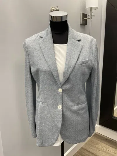 Circolo 1901 Azzuro Pinpoint Linen Long Blazer In Blue In Blue