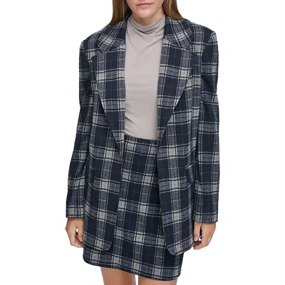 Calvin Klein Plaid Longline Jacket In Multi