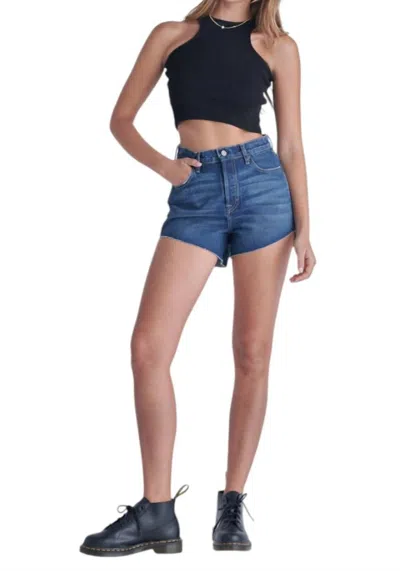 Hidden Mom Slanted Hem Short In Dark In Blue